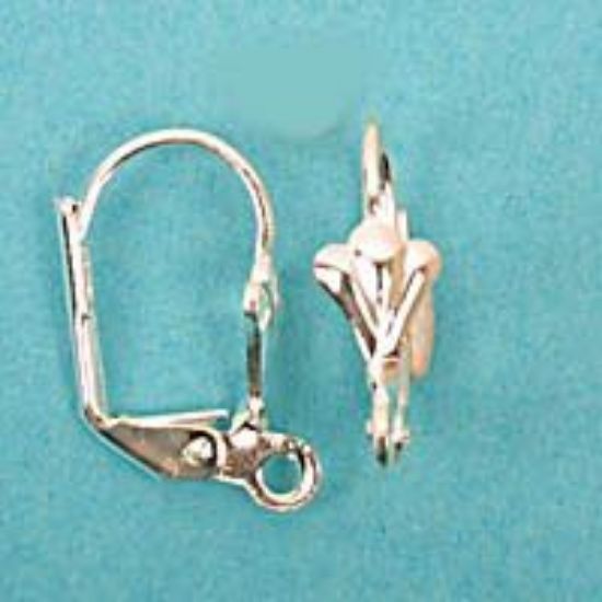Picture of Silver Plated FleurDeLis Lever Back Earring 17x10mm<br />10 Pair