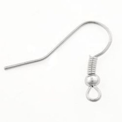 Picture of Silver Plated French Ball And Coil Ear Wire .027 Inch<br />10 Pair