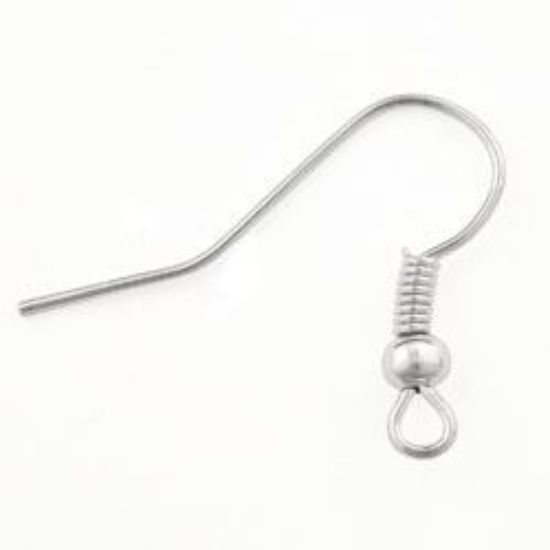 Picture of Silver Plated French Ball And Coil Ear Wire .027 Inch<br />10 Pair