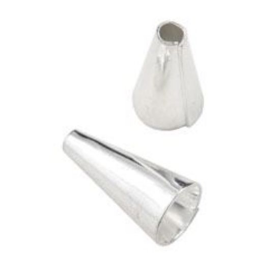 Picture of Silver Plated Cones 1/2" x 6mm Base<br />10 Pair