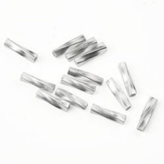 Picture of Silver Plated Twist Heishi 1/4" Plated over brass. Approx 670pcs per ounce.