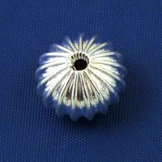 Picture of Silver Plated Corrugated Beads 8x12mm 0.067" Hole<br />20 Beads