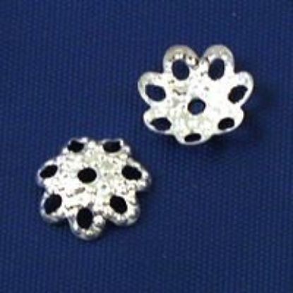 Picture of Silver Plated Round Filigree Bead Caps 7mm<br />100 Bead Caps