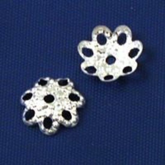 Picture of Silver Plated Round Filigree Bead Caps 7mm<br />100 Bead Caps