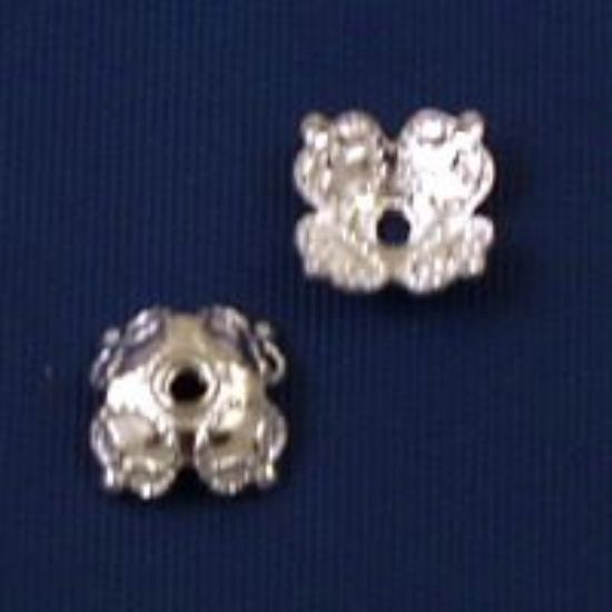 Picture of Silver Plated Round Bead Caps 7mm<br />100 Bead Caps