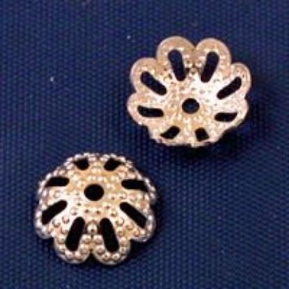 Picture of Silver Plated Round Bead Caps 8mm<br />100 Bead Caps