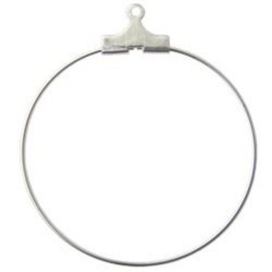 Picture of Silver Plated Load-A-Bead Ear Hoops 30mm<br />5 pair Ear Hoops