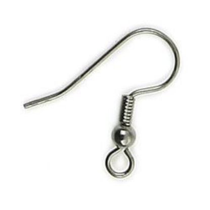 Picture of Gun Metal Ball & Coil Ear Wires 0.027"<br />10 Pair
