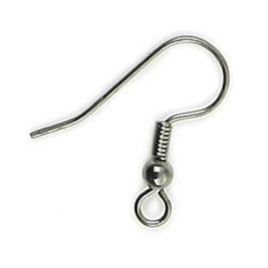 Picture of Gun Metal Ball & Coil Ear Wires 0.027"<br />10 Pair