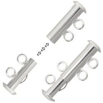 Picture of Silver Plated Tube Clasp 2 Strand<br />2 Clasps