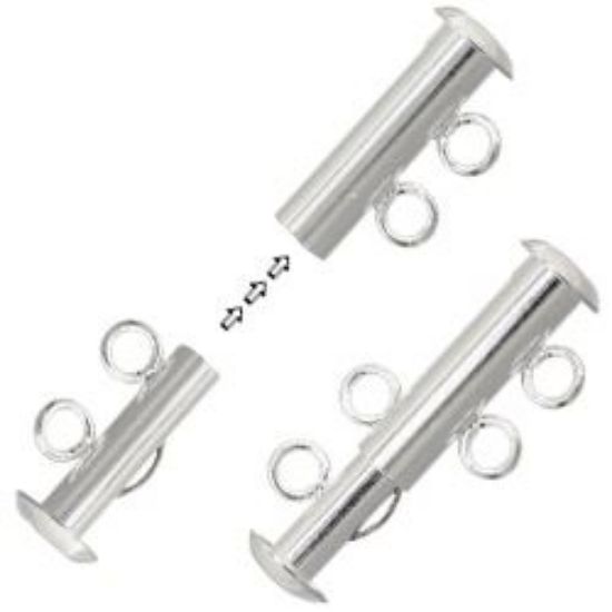 Picture of Silver Plated Tube Clasp 2 Strand<br />2 Clasps