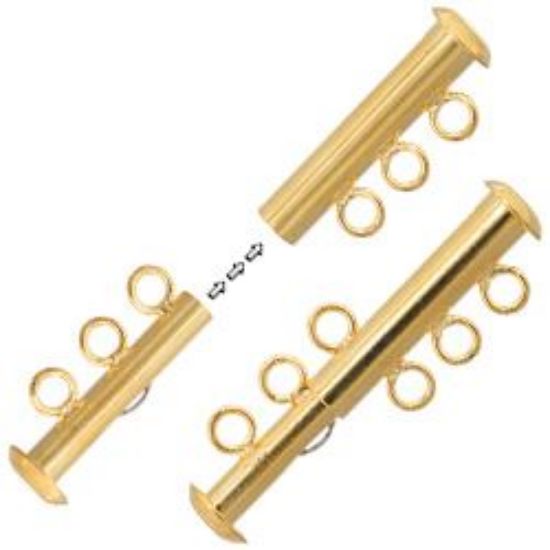 Picture of Gold Plated Tube Clasp 3 Strand<br />2 Clasps