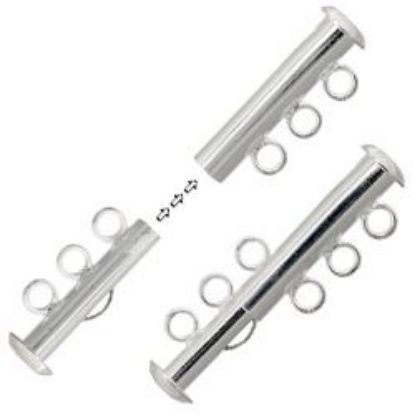 Picture of Silver Plated Tube Clasp 3 Strand<br />2 Clasps