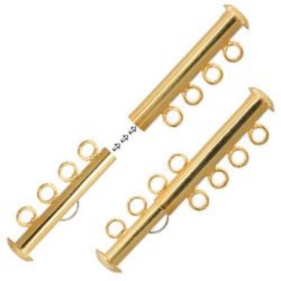 Picture of Gold Plated Tube Clasp 4 Strand<br />2 Clasps