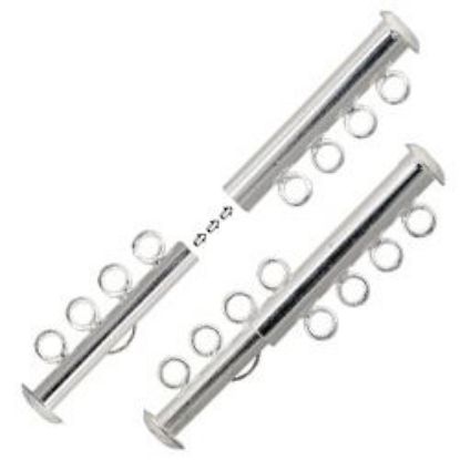 Picture of Silver Plated Tube Clasp 4 Strand<br />2 Clasps