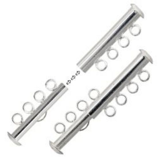 Picture of Silver Plated Tube Clasp 4 Strand<br />2 Clasps