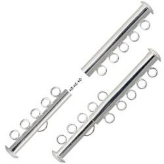 Picture of Silver Plated Tube Clasp 5 Strand<br />2 Clasps