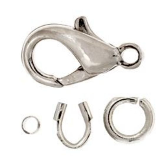 Picture of Rhodium Plated Lobster Clasp<br />2 Lobster Clasp Sets