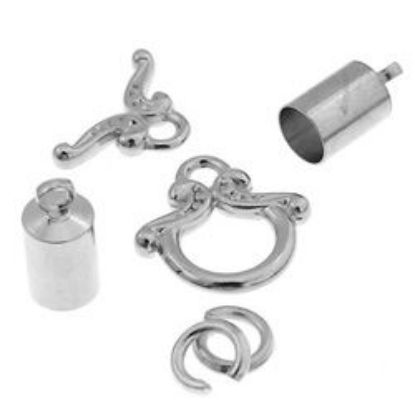 Picture of Silver Plated Kumihimo Finding Kit<br />5mm End Cap/Jump Ring/Toggle
