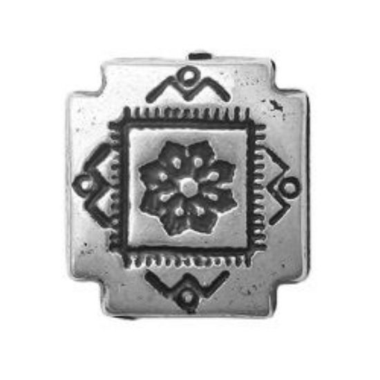 Picture of Silver Plated Square Pillow Oxidized Beads 10mm<br />20 Beads