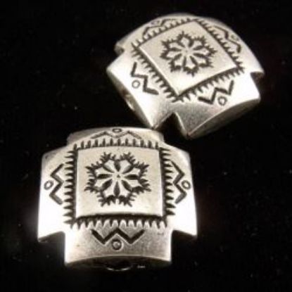Picture of Silver Plated Square Pillow Oxidized Beads 16mm, 10 Beads
