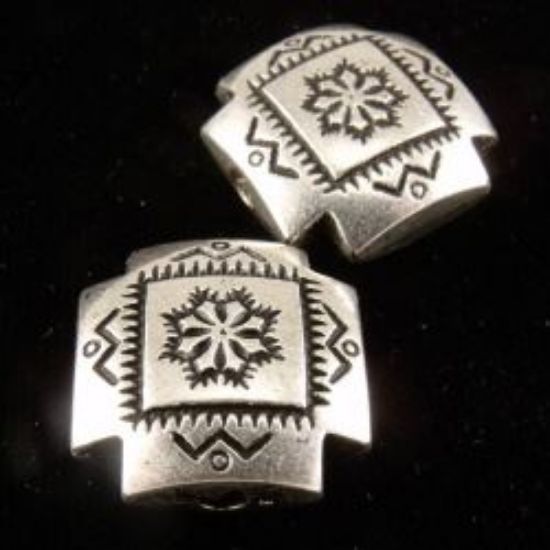 Picture of Silver Plated Square Pillow Oxidized Beads 16mm, 10 Beads