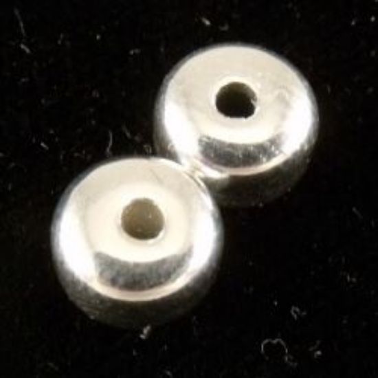 Picture of Silver Plated Rondelle Flat Beads 4x6mm<br />100 Beads