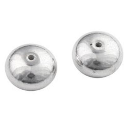 Picture of Silver Plated Puffed Rondelle Beads, 6x10mm<br />20 Beads