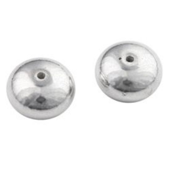 Picture of Silver Plated Puffed Rondelle Beads, 6x10mm<br />20 Beads