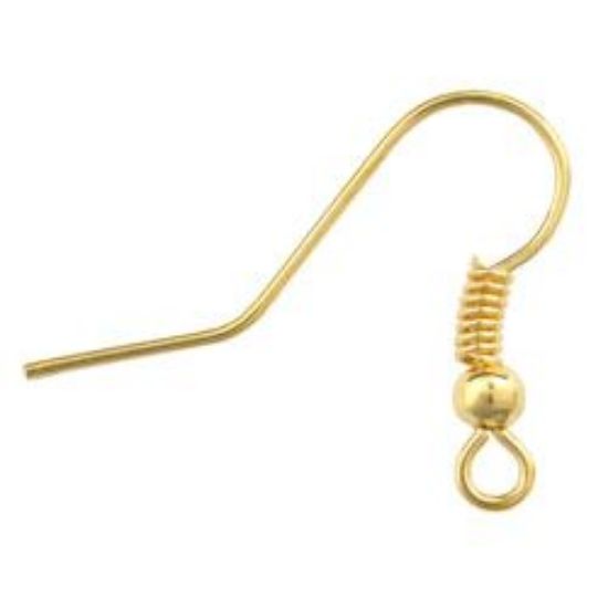 Picture of Gold Plated French Ball & Coil Ear Wire .027 Inch<br />10 Pair