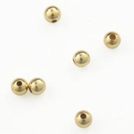 Picture of Gold Plated Plain Beads 2mm 0.032" Hole<br />100 Beads