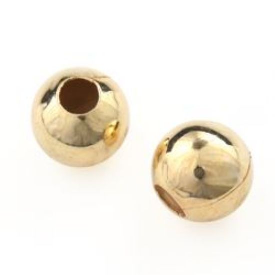Picture of Gold Plated Plain Beads 8mm 0.11" Hole<br />20 Beads