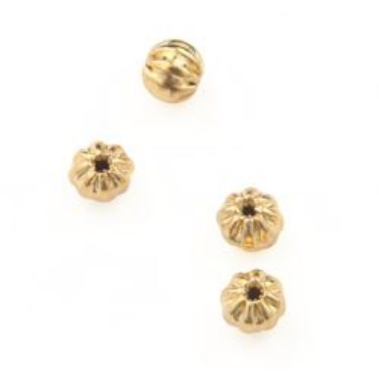 Picture of Gold Plated Corrugated Beads  3mm 0.06"<br />50 Beads