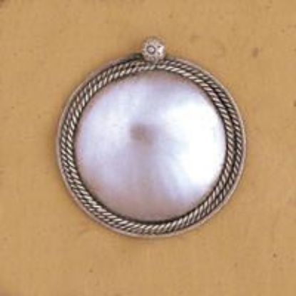 Picture of White Base Metal Round Pendant 42mm