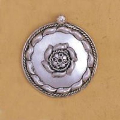 Picture of White Base Metal Round Pendant 43mm