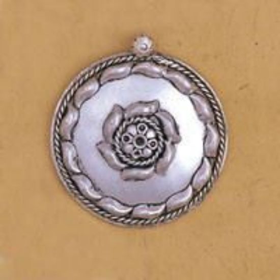 Picture of White Base Metal Round Pendant 43mm