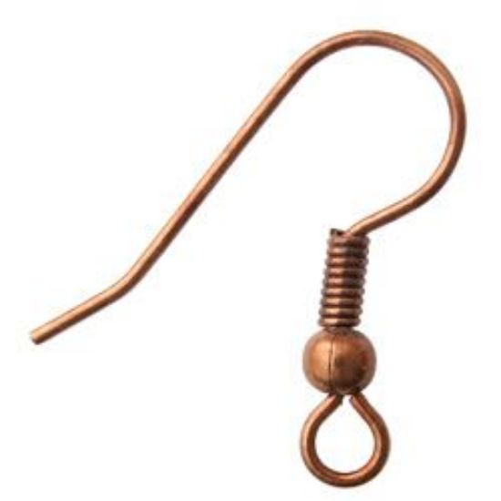 Picture of Antique Copper Plated Ear Wire Ball And Coil .027"<br />10 Pair