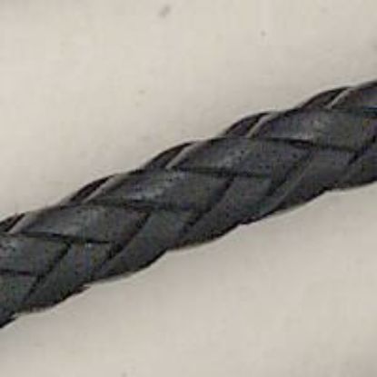 Picture of Handmade Flat Back - Black Leather Bolo Cord, 8 Ply, 42" Length. Approx. 7.5-8mm Thick.