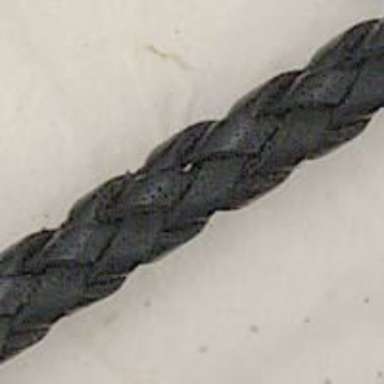 Picture of Handmade Black Leather Bolo Cord, 6 Ply, 42" Length, Approx. 4.5-5mm Thick.