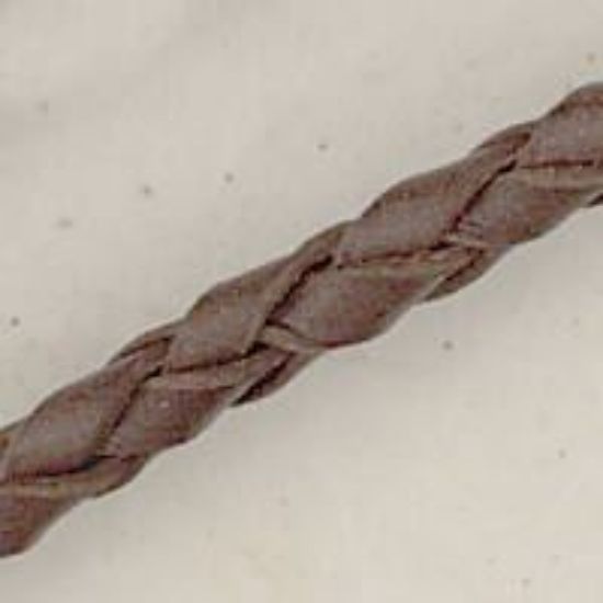 Picture of Handmade Brown Leather Bolo Cord, 4 Ply, 36" Length. Approx. 4-4.5mm Thick.