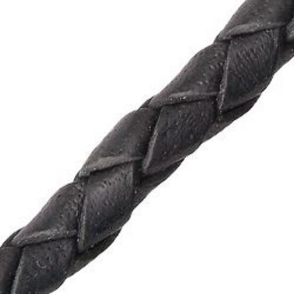 Picture of Black Leather Bolo Cord 4mm, Sold by the Inch