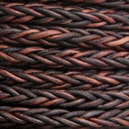 Picture of Brown Square Braided Leather Bolo 4mm, Sold by the Inch