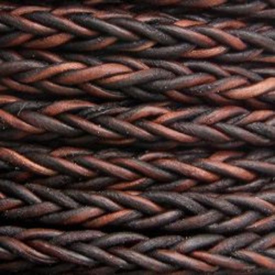 Picture of Brown Square Braided Leather Bolo 4mm, Sold by the Inch