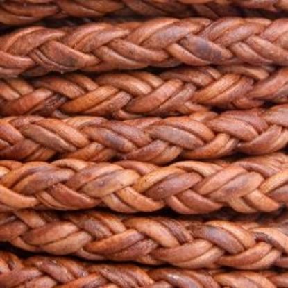 Picture of Brown Braided Leather Bolo 4.5mm, Sold by the Inch