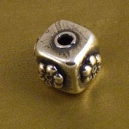 Picture of Sterling Silver Daisy Square Bead 12mm, I.D. 3mm, JBB Finding
