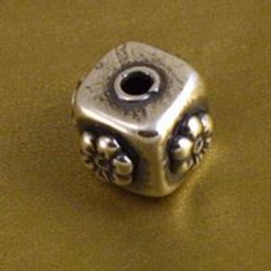 Picture of Sterling Silver Daisy Square Bead 12mm, I.D. 3mm, JBB Finding