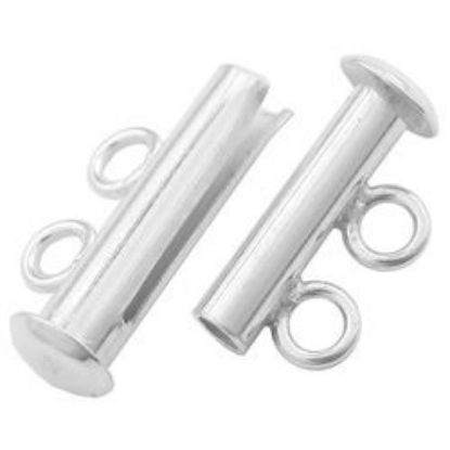 Picture of Sterling Silver Tube Clasp, 2 Strands, 16x10mm
