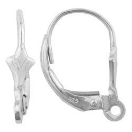 Picture of Sterling Silver Fleur-de-lis Lever Back with Loop, 15x11mm