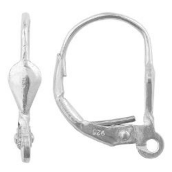Picture of Sterling Silver Tear Drop Lever Back with Loop, 15x11mm