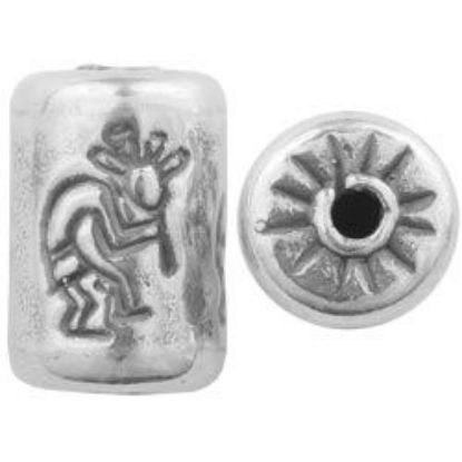 Picture of Sterling Silver Kokopelli Cylinder Bead Medium 16x10mm, JBB Finding